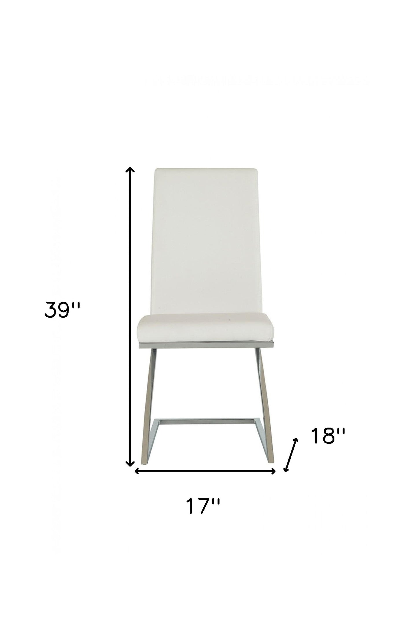 Set Of 2 Modern White Faux Leather And Chrome Dining Chairs