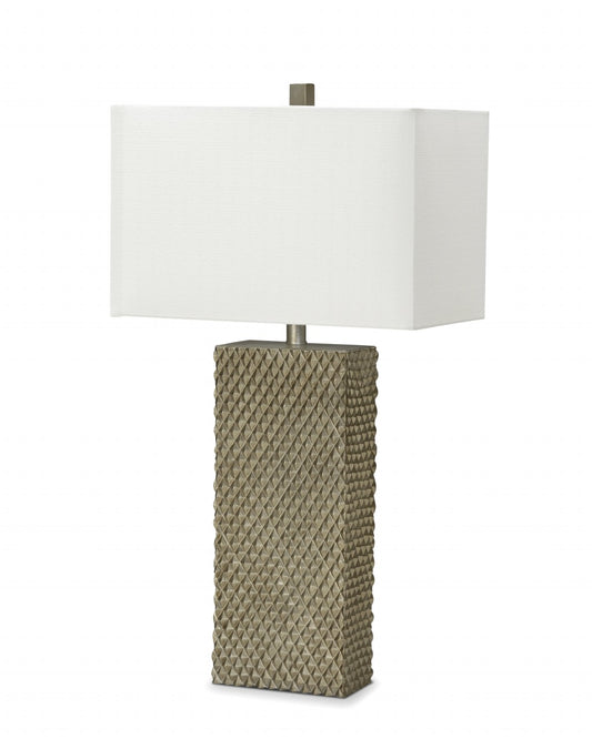 Set of Two 29" Gold Waffle Table Lamps With White Shade