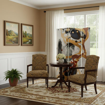 Contemporary Abstract Art  Three Panel Room Divider Screen