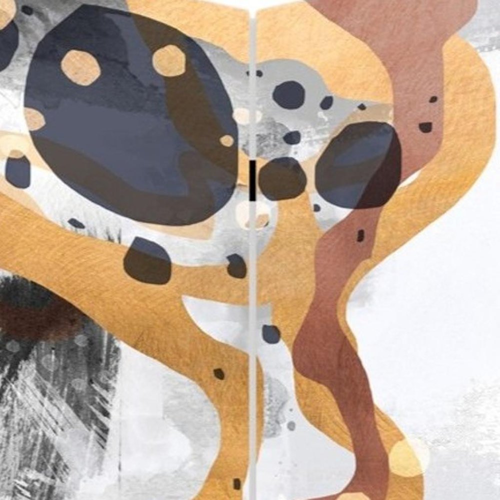 Contemporary Abstract Art  Three Panel Room Divider Screen