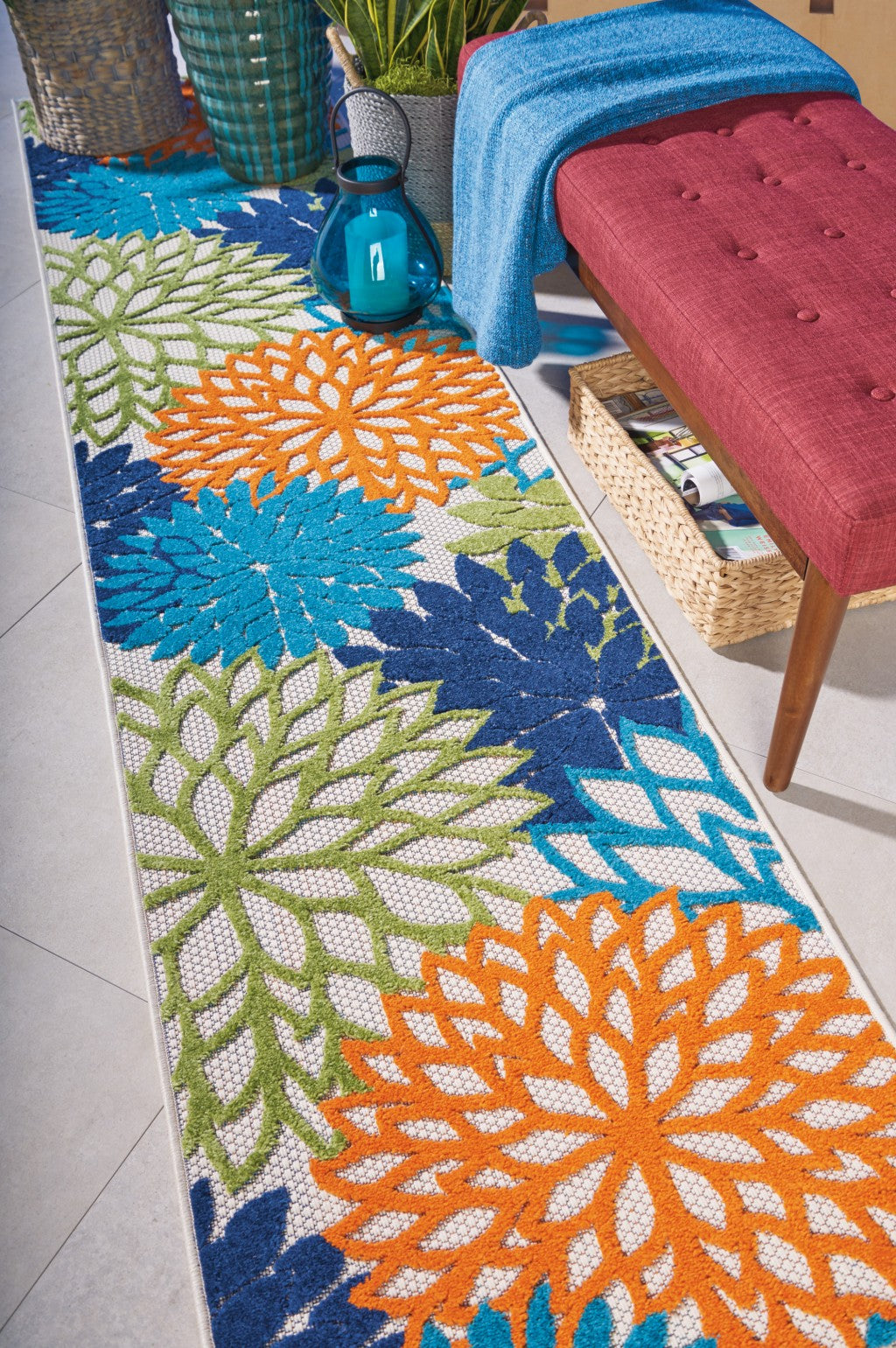 2' X 6' Multicolor Floral Indoor Outdoor Area Rug