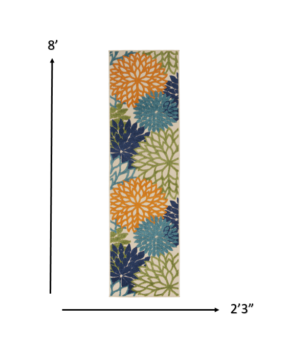 2' X 6' Multicolor Floral Indoor Outdoor Area Rug