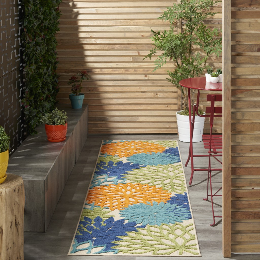 2' X 6' Multicolor Floral Indoor Outdoor Area Rug