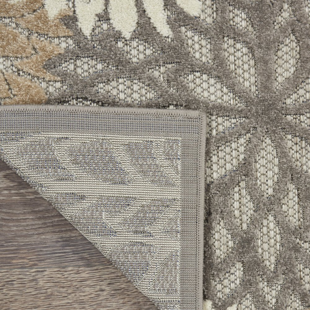 6' Gray And Ivory Floral Indoor Outdoor Area Rug