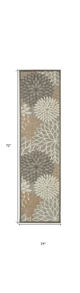 10' Gray And Ivory Indoor Outdoor Area Rug