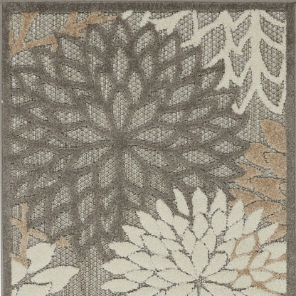 10' Gray And Ivory Indoor Outdoor Area Rug