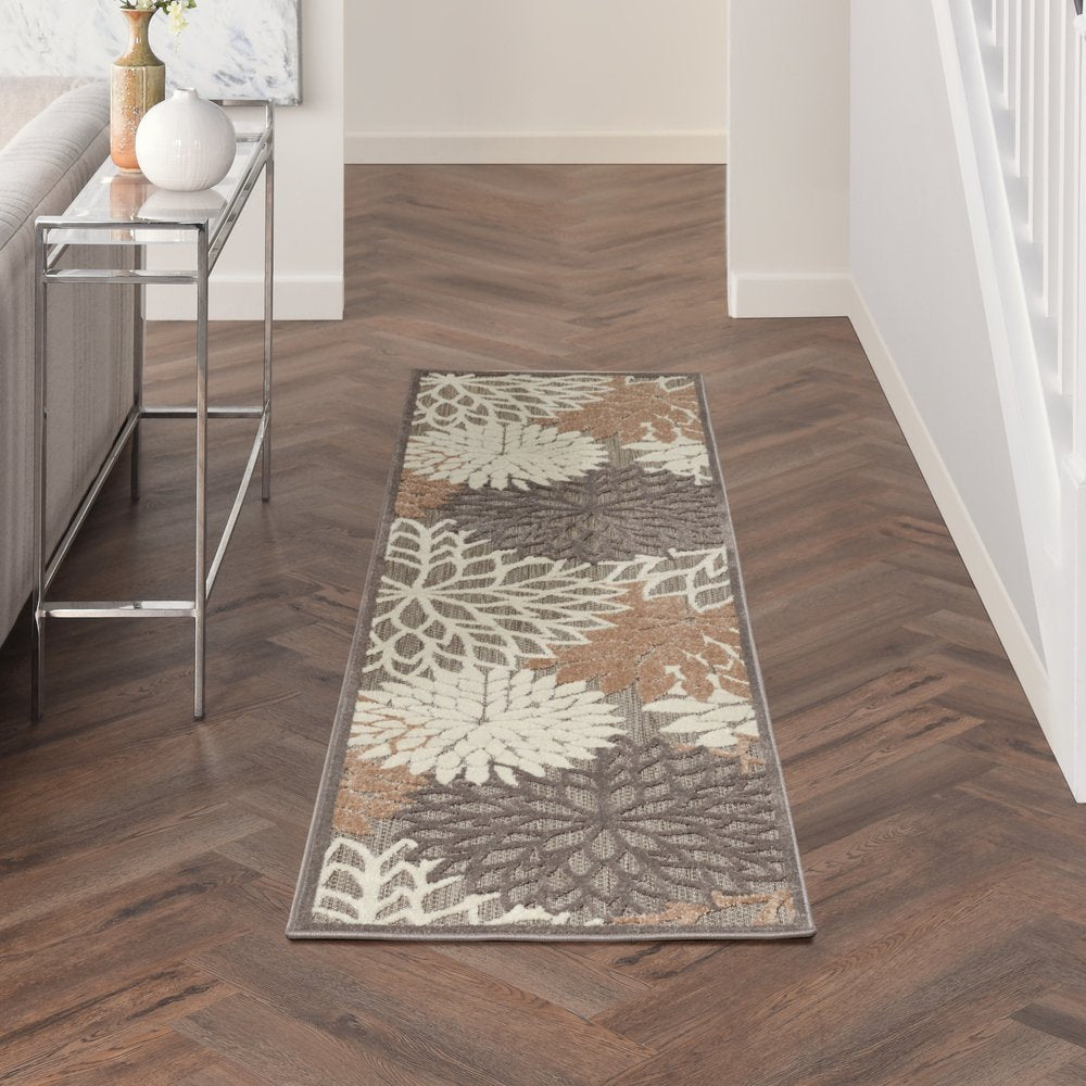 10' Gray And Ivory Indoor Outdoor Area Rug