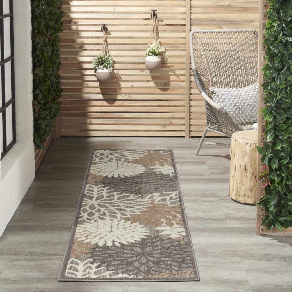 10' Gray And Ivory Indoor Outdoor Area Rug