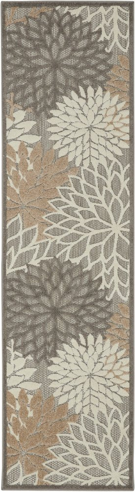 6' Gray And Ivory Floral Indoor Outdoor Area Rug