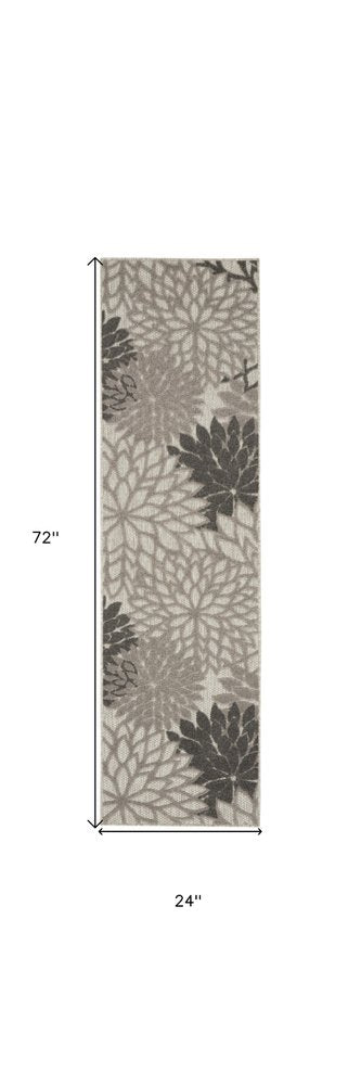 12' Gray Indoor Outdoor Runner Rug