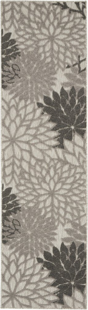 5' X 8' Gray Floral Indoor Outdoor Area Rug