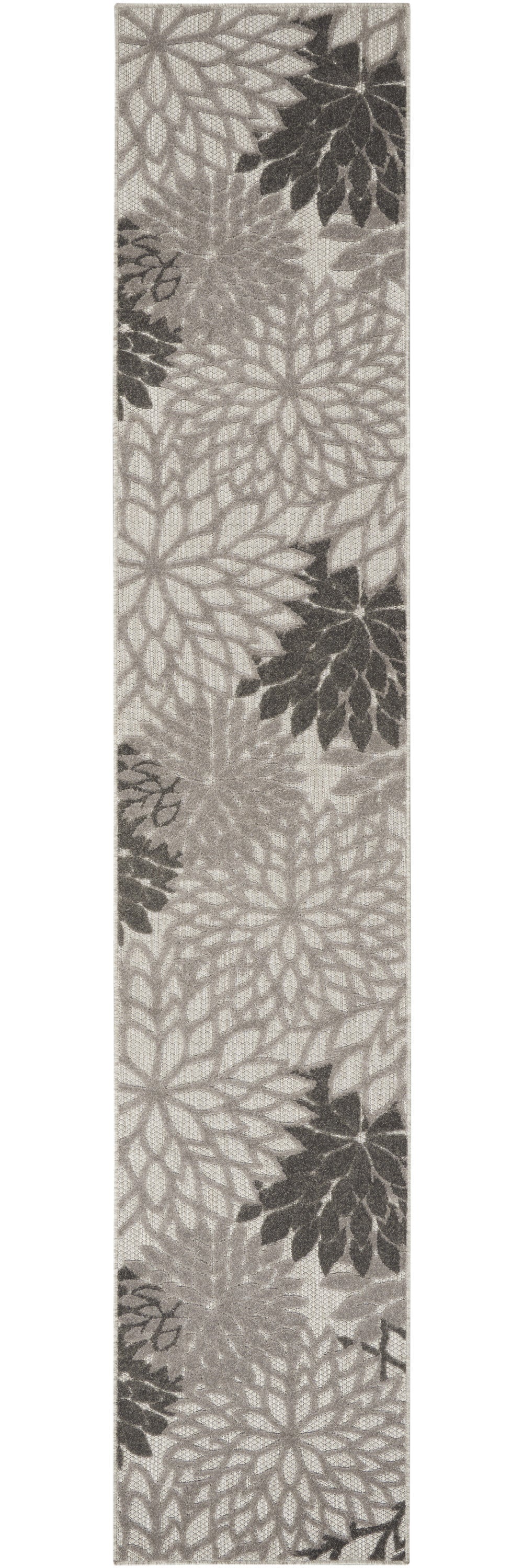 2' X 6' Gray Floral Indoor Outdoor Area Rug