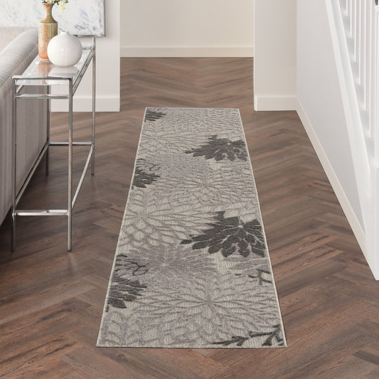 3' X 4' Gray Floral Indoor Outdoor Area Rug