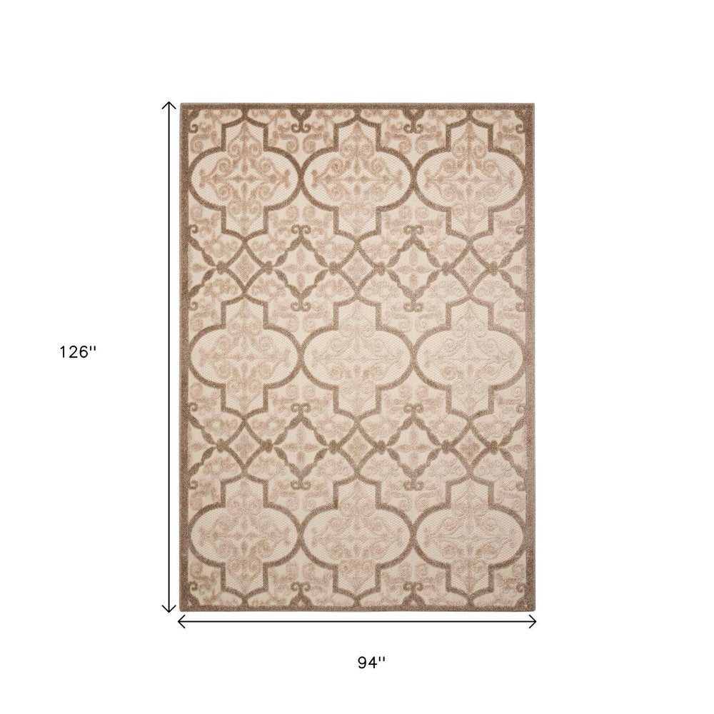 8' X 11' Cream Moroccan Indoor Outdoor Area Rug