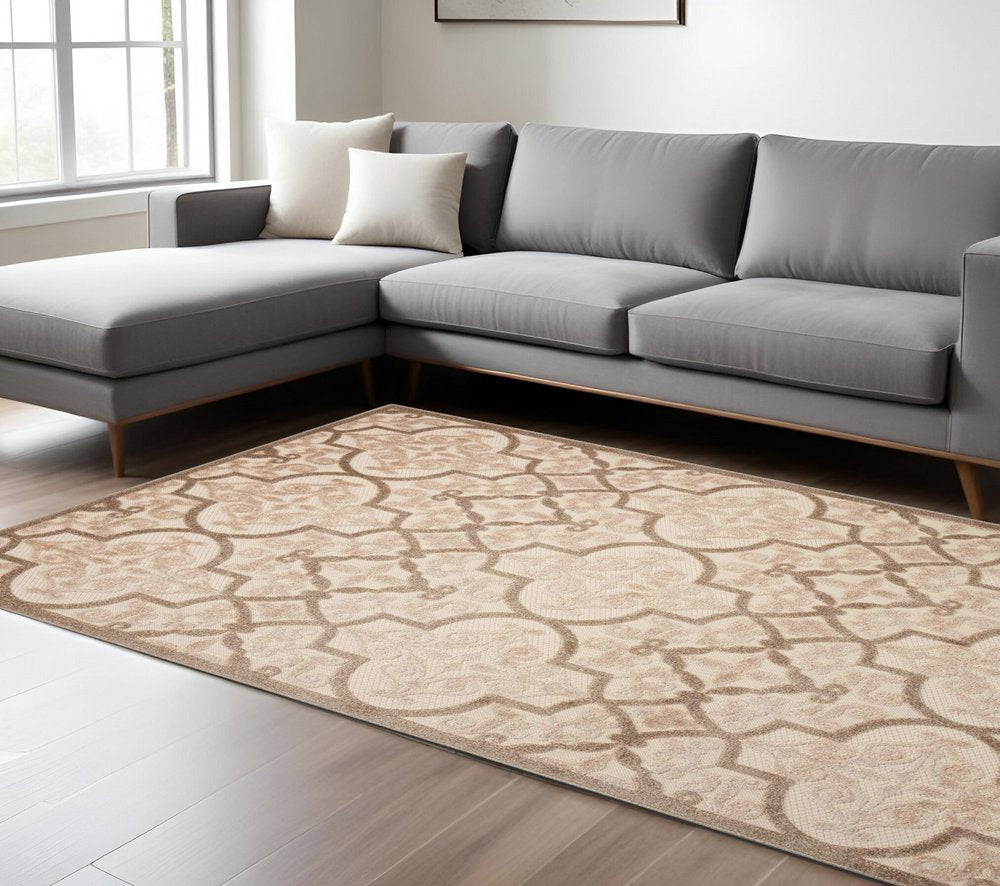 8' X 11' Cream Moroccan Indoor Outdoor Area Rug