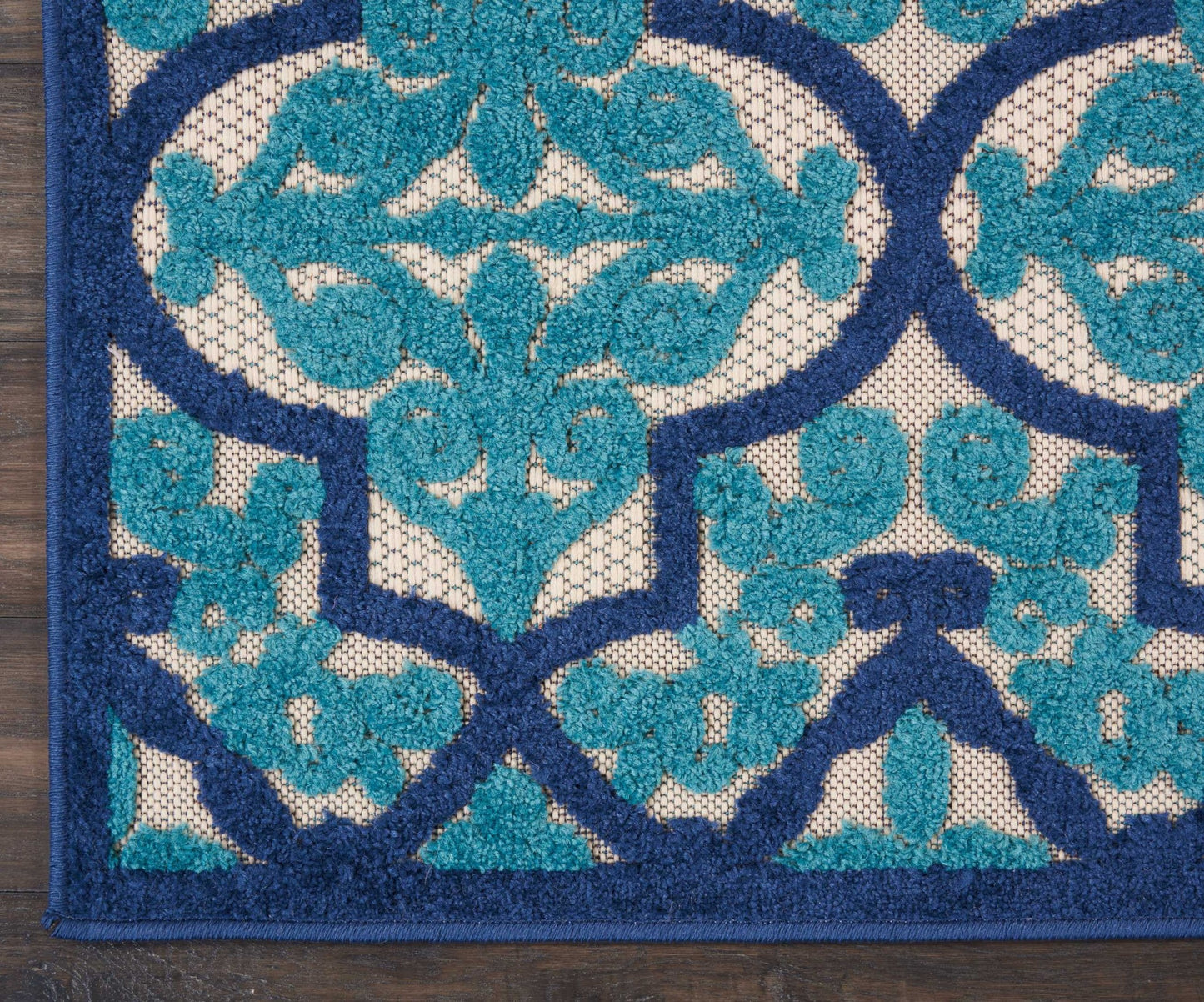 4' X 6' Blue And Ivory Moroccan Indoor Outdoor Area Rug