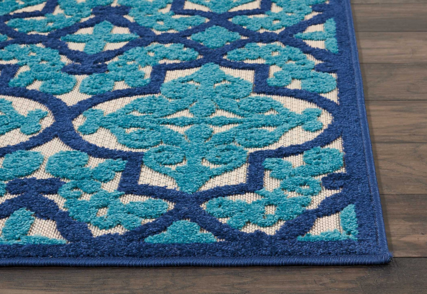 4' X 6' Blue And Ivory Moroccan Indoor Outdoor Area Rug