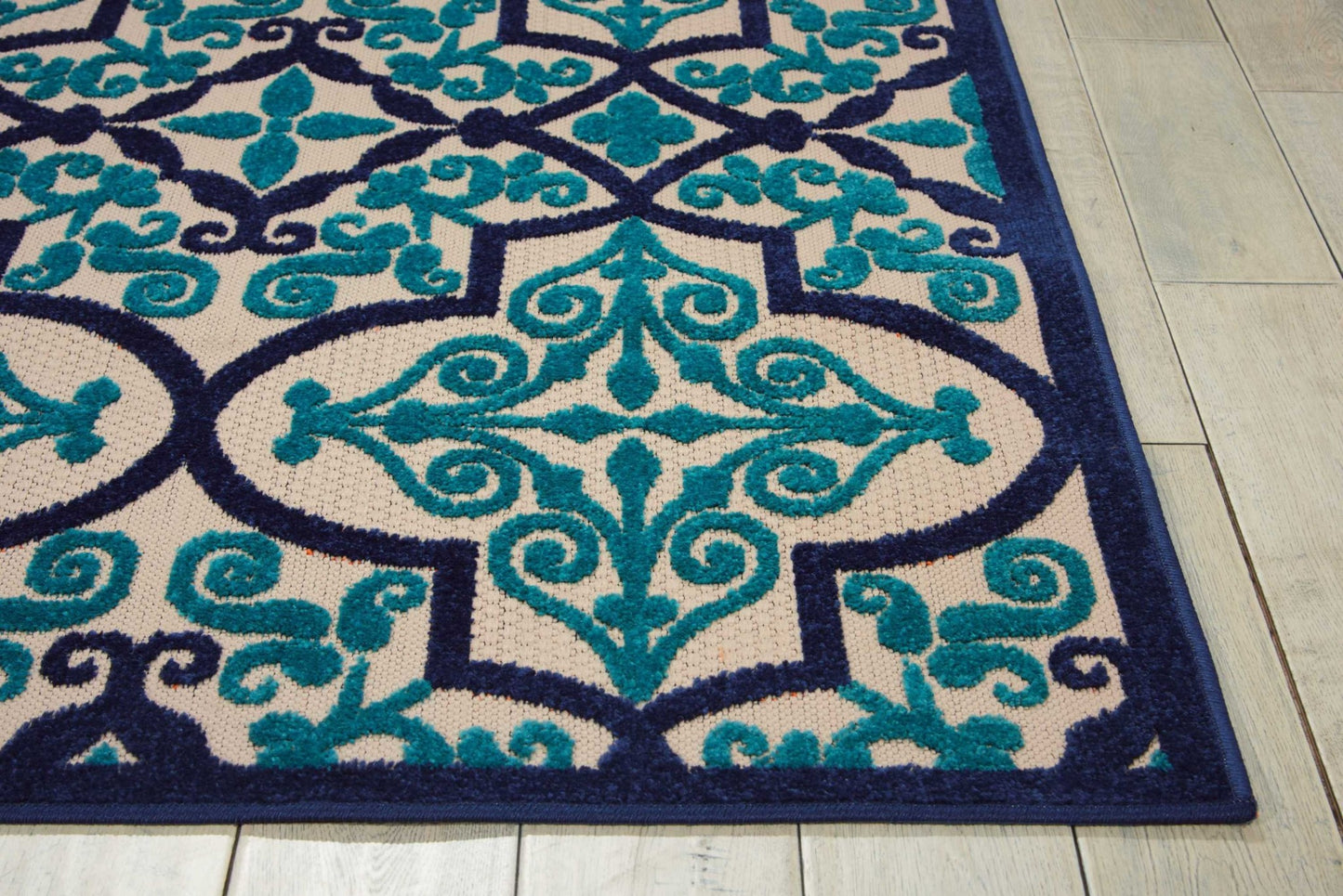 4' X 6' Blue And Ivory Moroccan Indoor Outdoor Area Rug