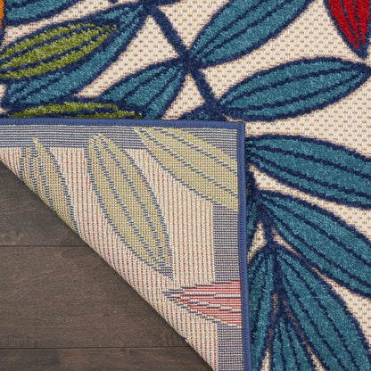 4' X 6' Ivory And Blue Floral Indoor Outdoor Area Rug