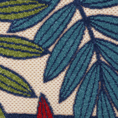 4' X 6' Ivory And Blue Floral Indoor Outdoor Area Rug