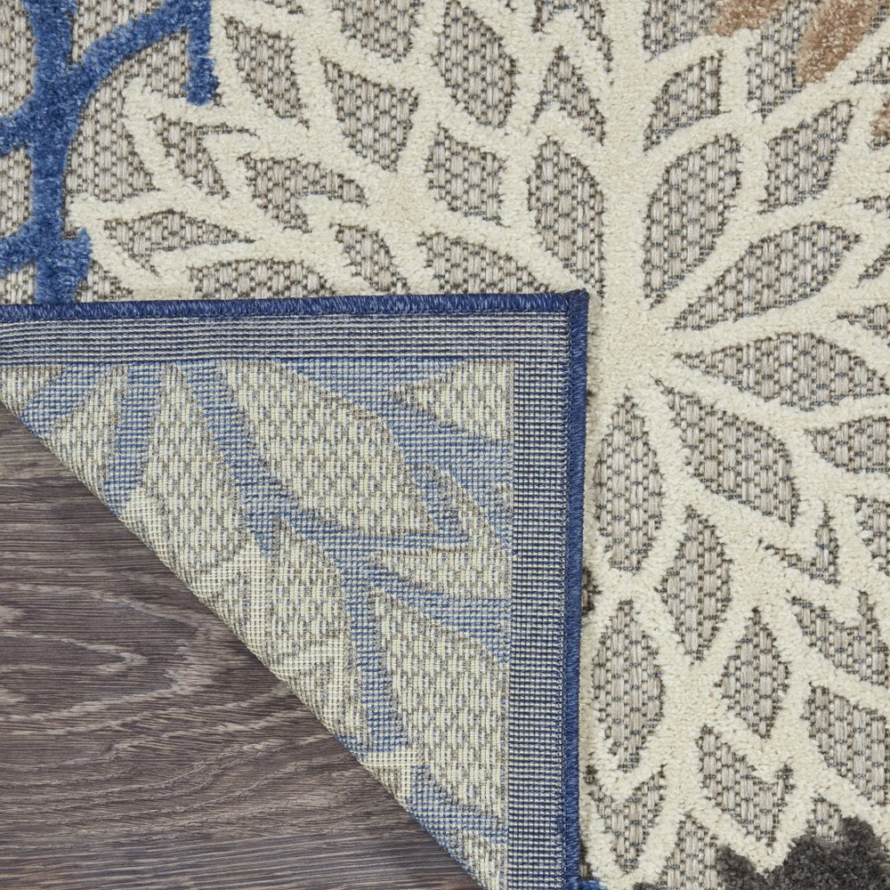 4' X 6' Blue And Gray Indoor Outdoor Area Rug