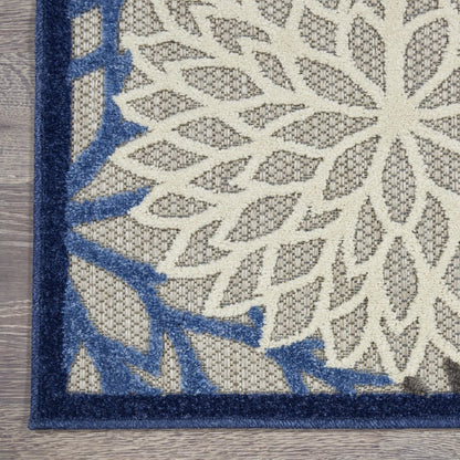 3' X 4' Blue And Gray Indoor Outdoor Area Rug