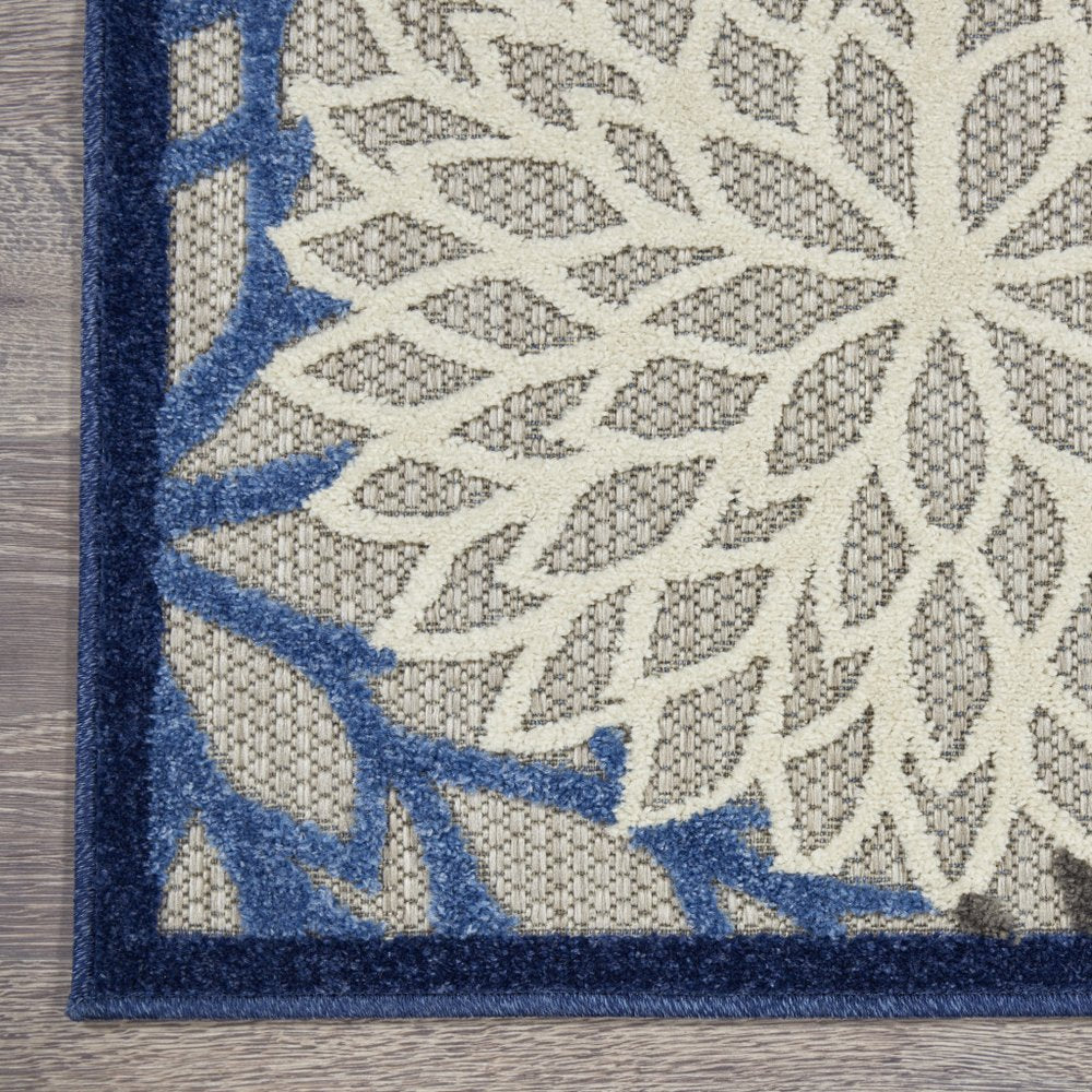 4' X 6' Blue And Gray Indoor Outdoor Area Rug