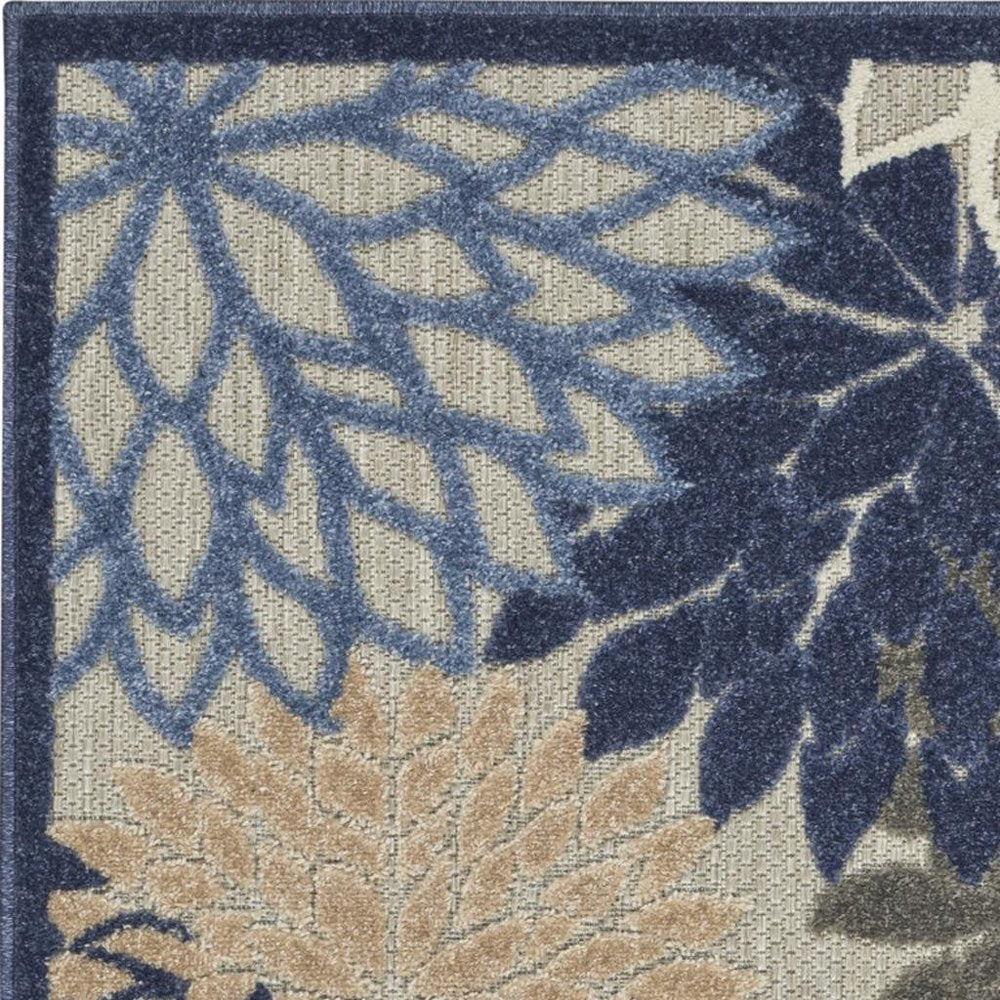 4' X 6' Blue And Gray Indoor Outdoor Area Rug