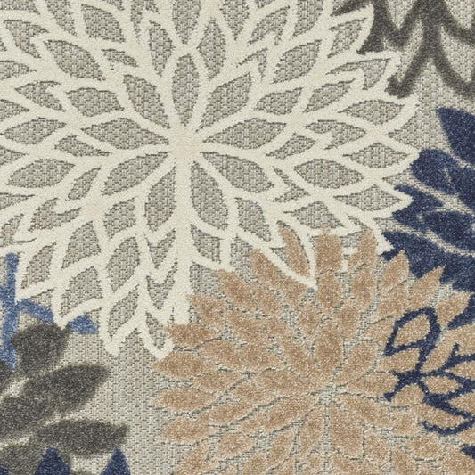 4' X 6' Blue And Gray Indoor Outdoor Area Rug