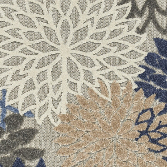 6' X 9' Blue And Gray Indoor Outdoor Area Rug