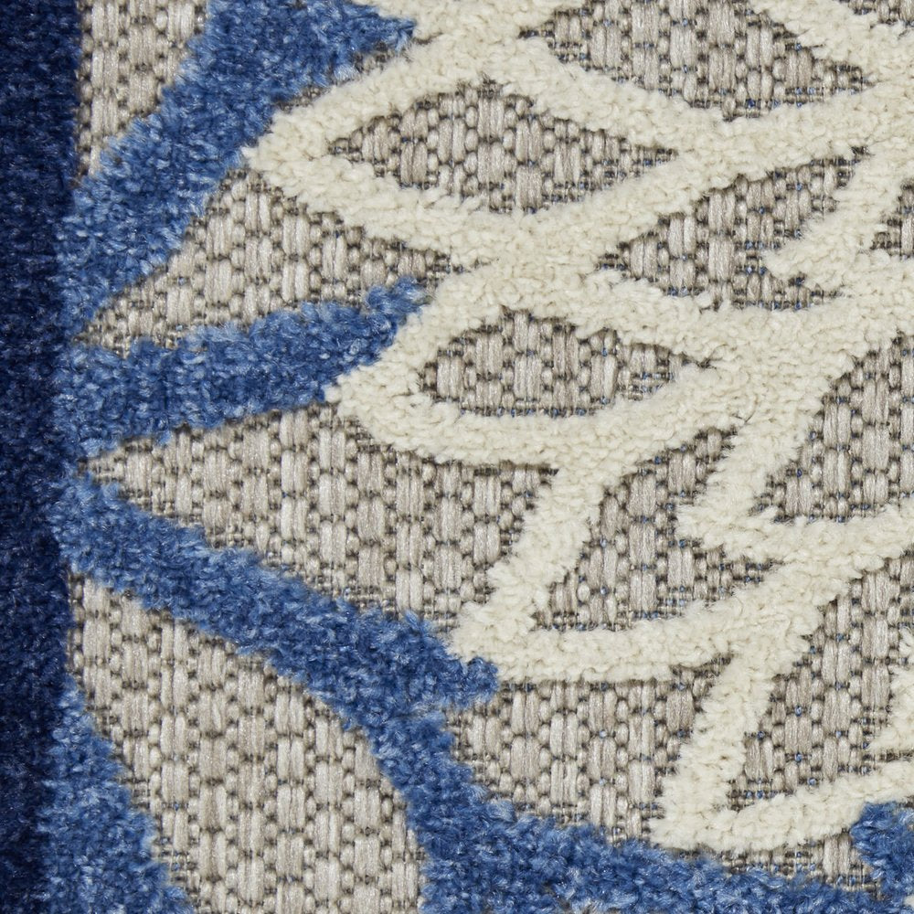 5' Blue And Gray Round Indoor Outdoor Area Rug