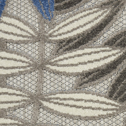 6' Blue And Gray Floral Indoor Outdoor Area Rug