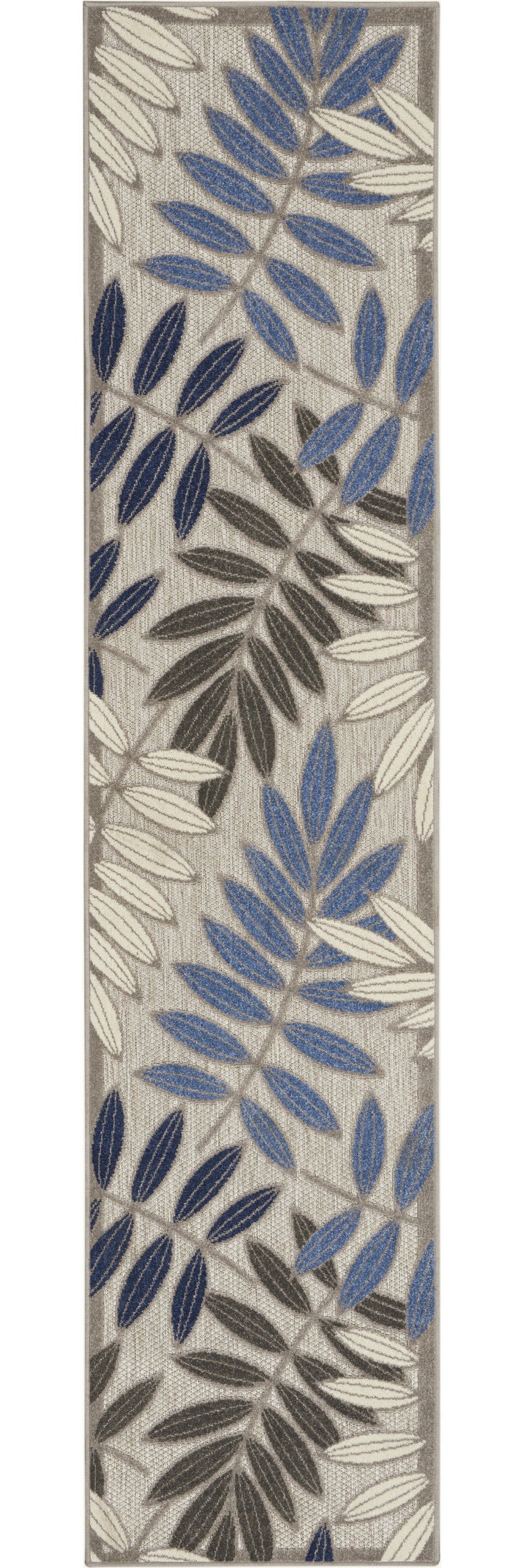 4' X 6' Grey/Blue Floral Indoor Outdoor Area Rug