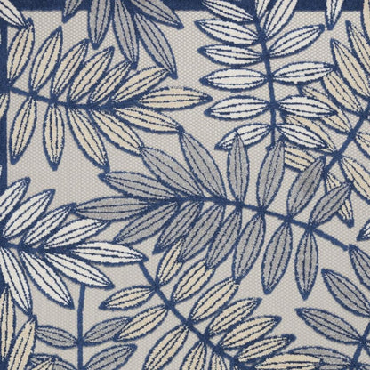 4' X 6' Ivory And Blue Floral Indoor Outdoor Area Rug