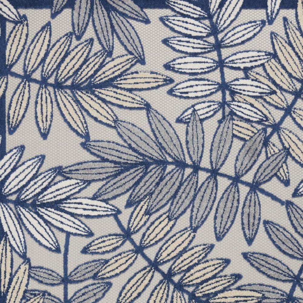 4' X 6' Ivory And Blue Floral Indoor Outdoor Area Rug