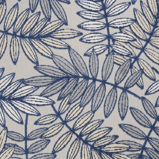 4' X 6' Ivory And Blue Floral Indoor Outdoor Area Rug