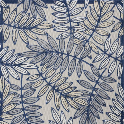 4' X 6' Ivory And Blue Floral Indoor Outdoor Area Rug