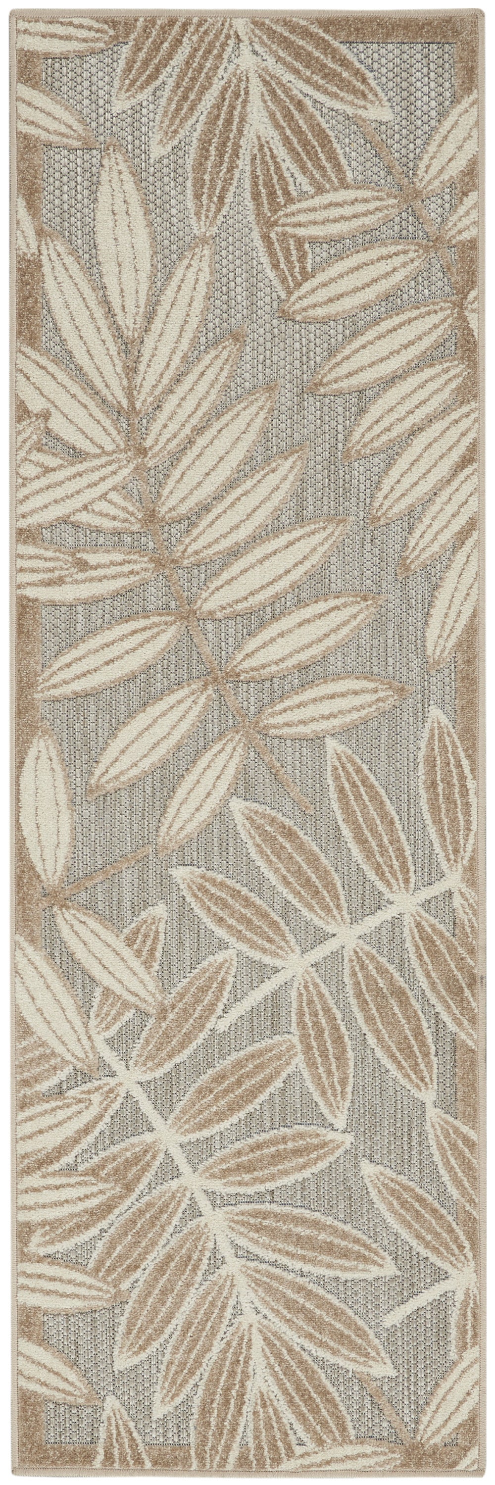 4' X 6' Gray And Ivory Floral Stain Resistant Indoor Outdoor Area Rug