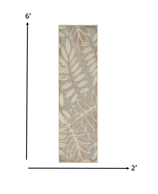 3' X 4' Gray And Ivory Floral Indoor Outdoor Area Rug