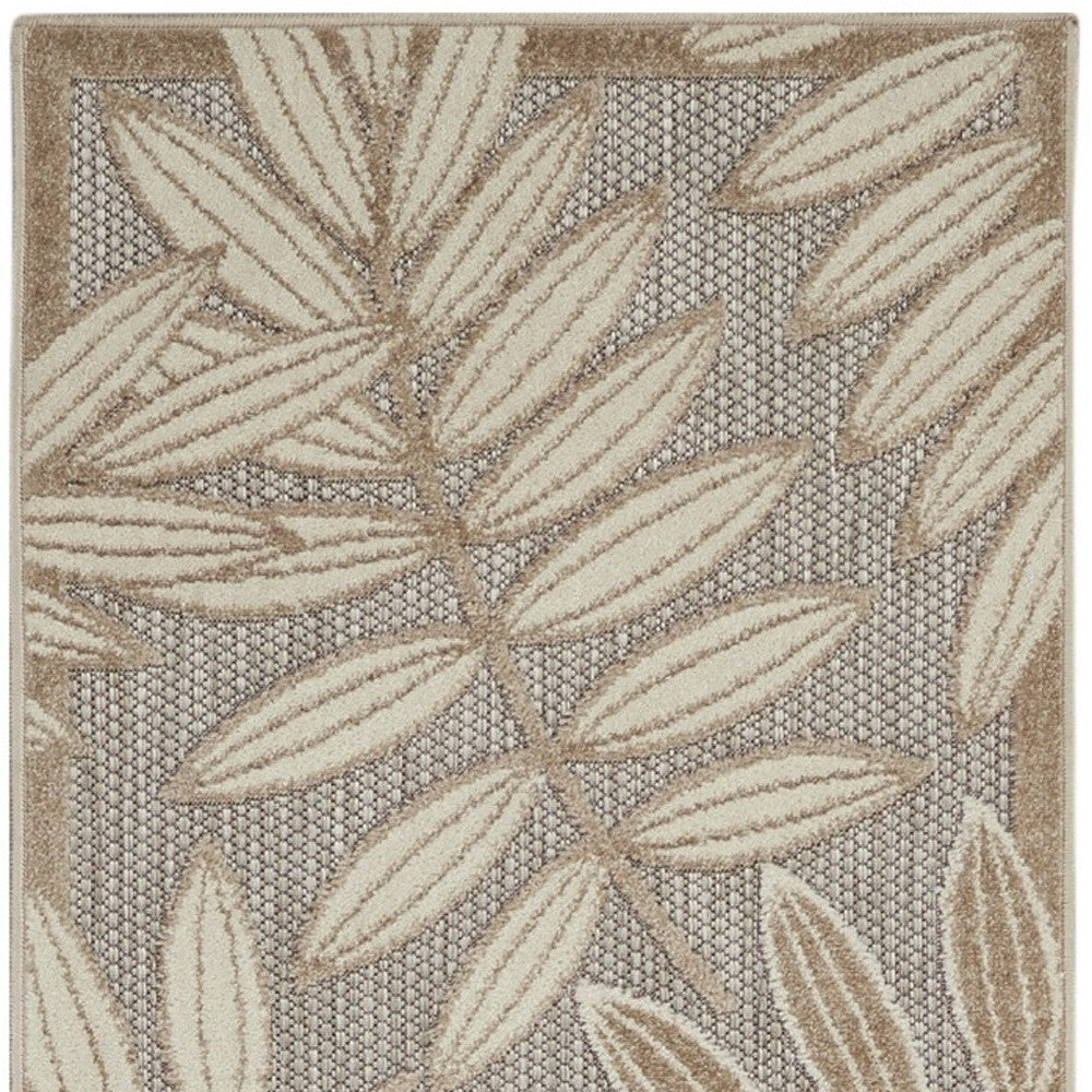 4' X 6' Gray And Ivory Floral Stain Resistant Indoor Outdoor Area Rug