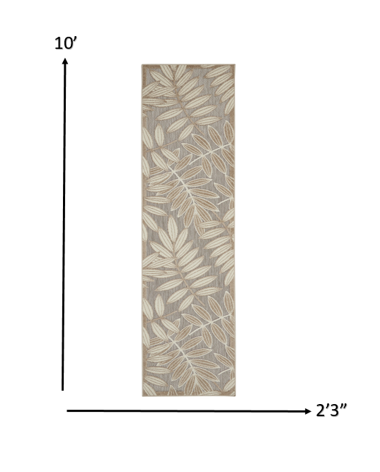 4' X 6' Gray And Ivory Floral Stain Resistant Indoor Outdoor Area Rug