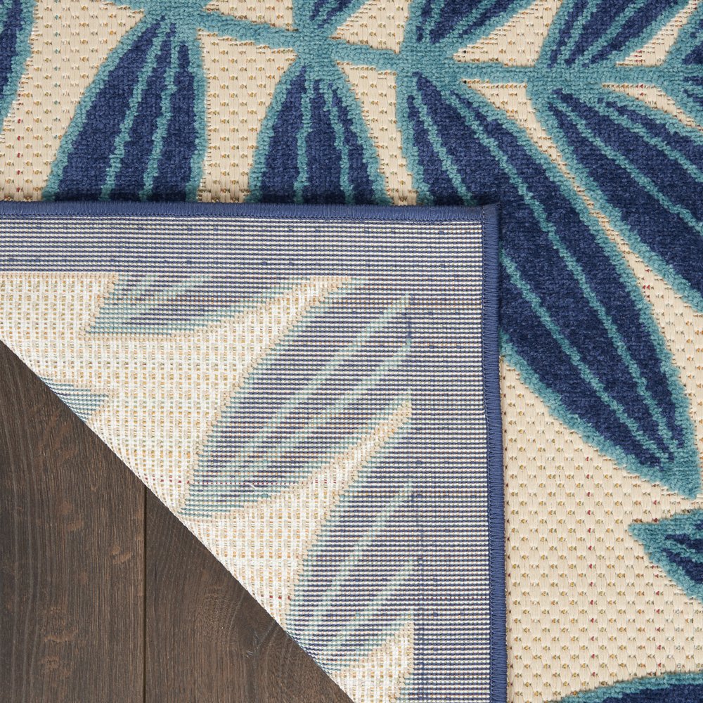 6' X 9' Blue And Ivory Floral Indoor Outdoor Area Rug