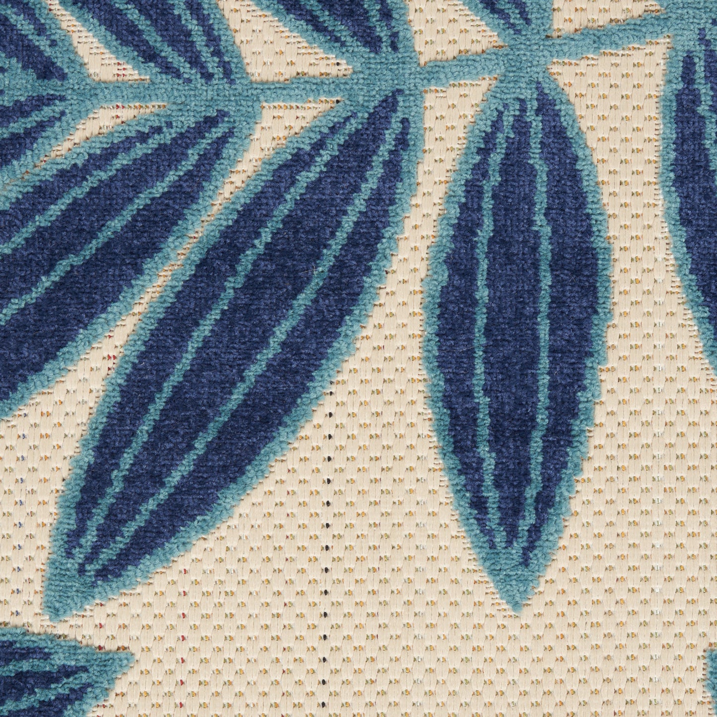 7' X 10' Blue And Ivory Floral Indoor Outdoor Area Rug