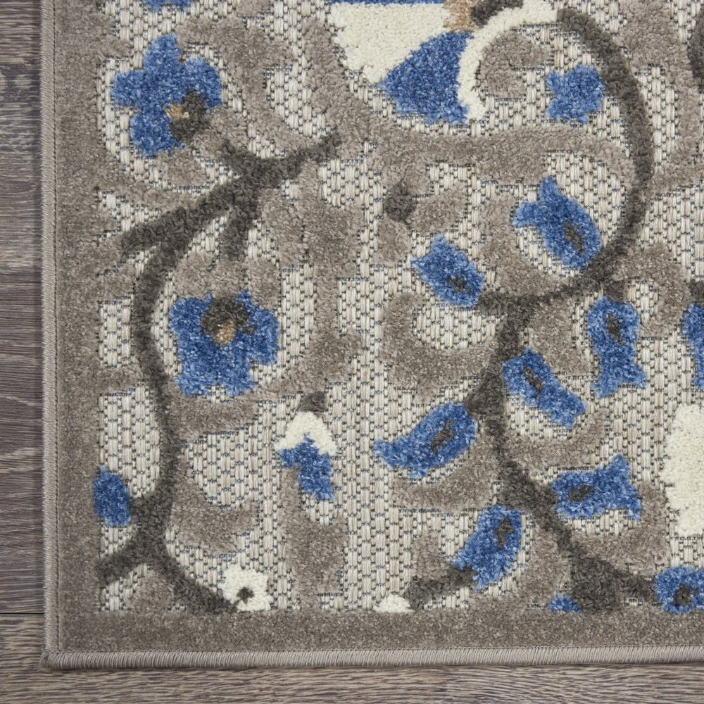 5' X 7' Blue And Gray Indoor Outdoor Area Rug