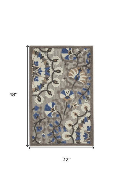 8' X 11' Blue And Gray Indoor Outdoor Area Rug