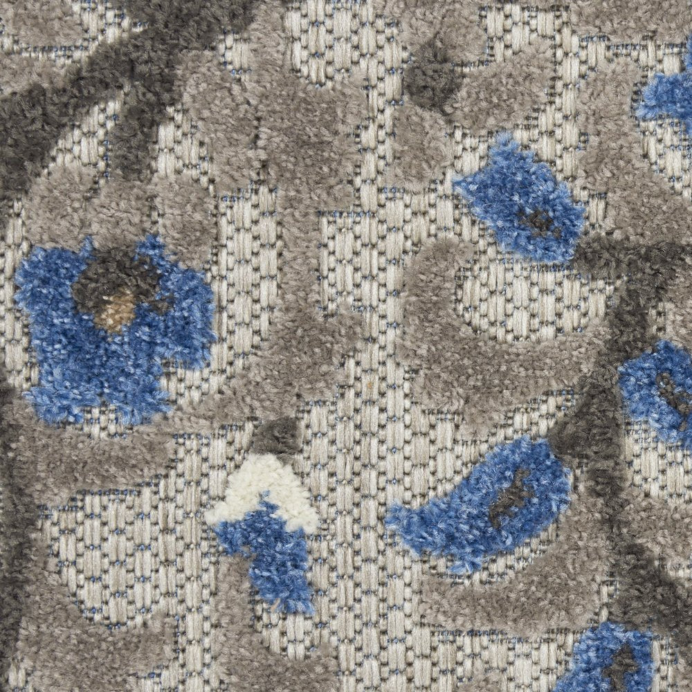 5' X 7' Blue And Gray Indoor Outdoor Area Rug