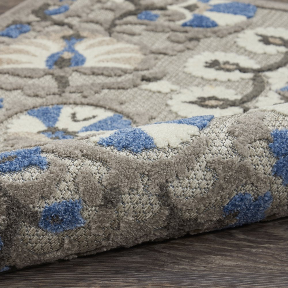 5' X 7' Blue And Gray Indoor Outdoor Area Rug
