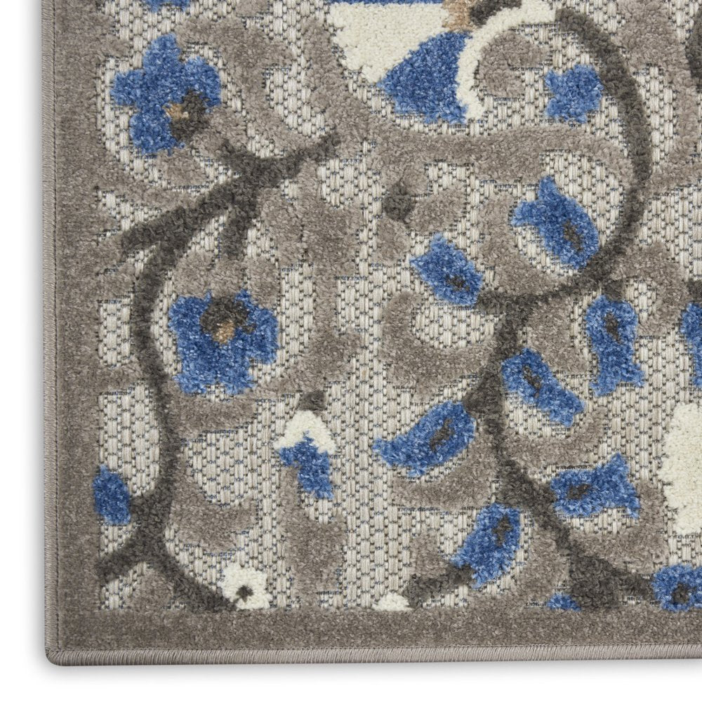 8' X 11' Blue And Gray Indoor Outdoor Area Rug