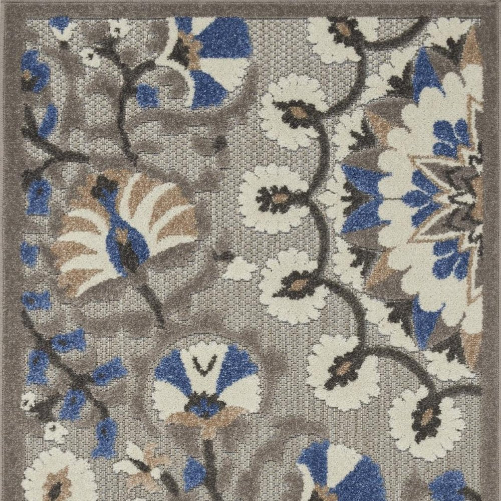 5' X 7' Blue And Gray Indoor Outdoor Area Rug