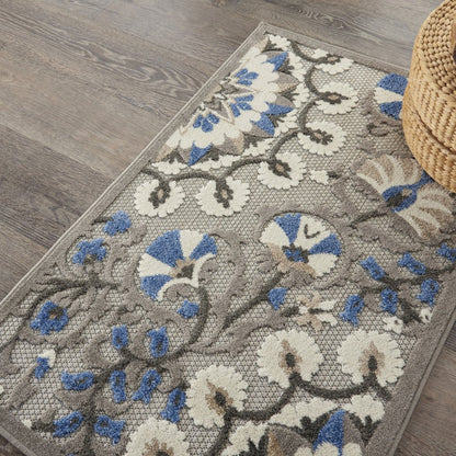8' X 11' Blue And Gray Indoor Outdoor Area Rug